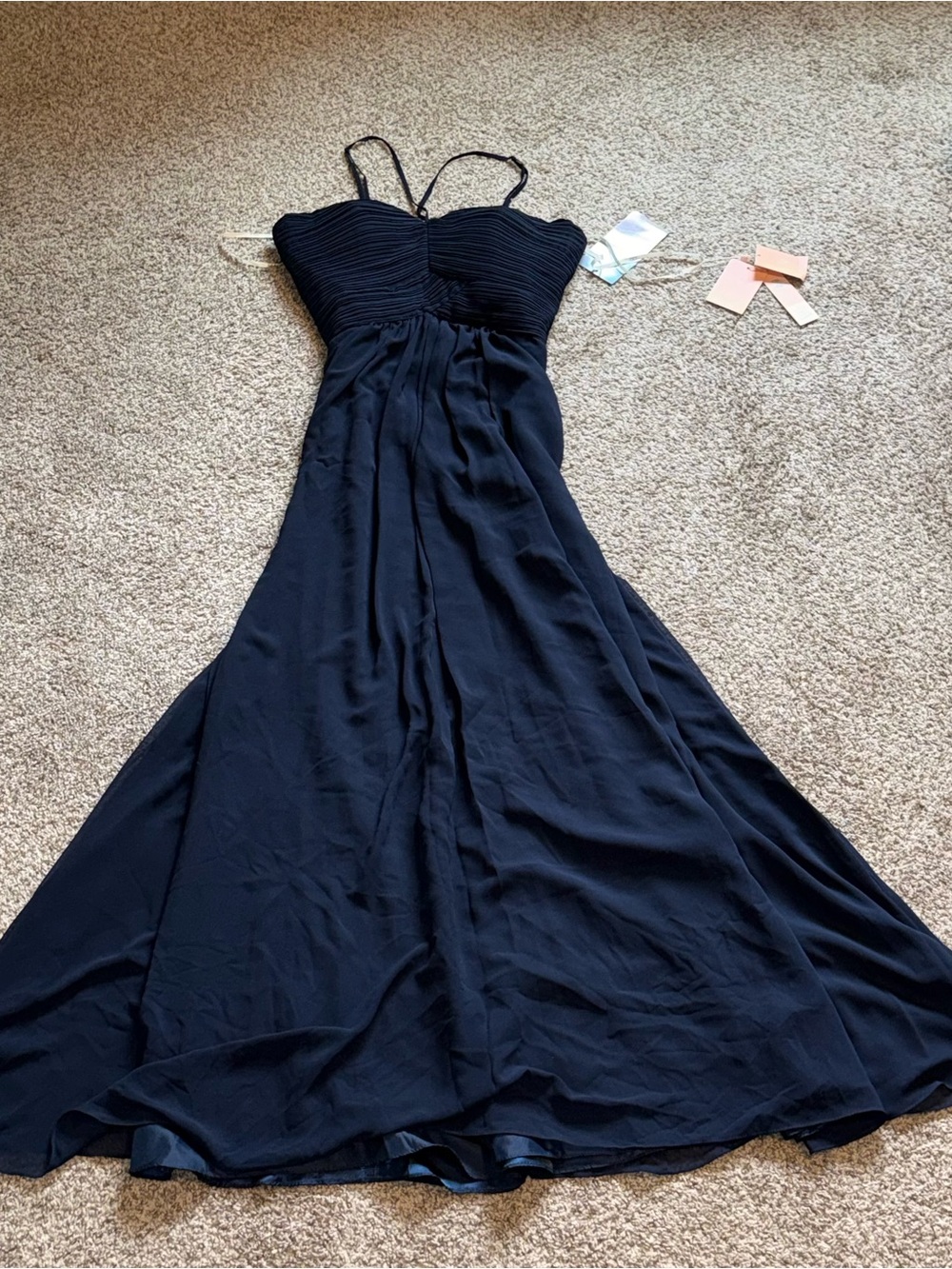 Elegant Navy Maxi Dress with Spaghetti Straps